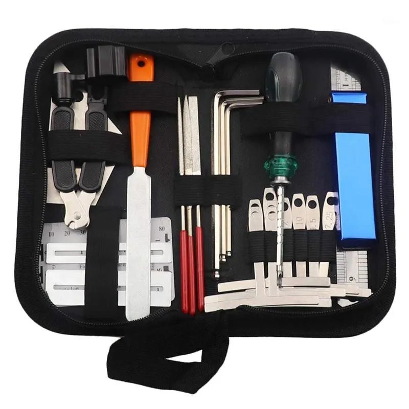 Kit de ferramentas de guitarra Reparação de ferramentas de manutenção Organizador de cadeia de corda Ação de ação de régua de medição Ferramenta de medição Chave hex finge1