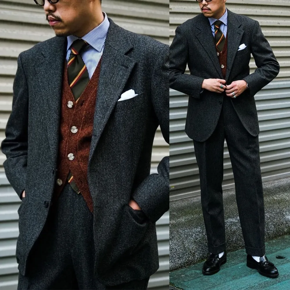 De nieuwste ButtonTreker Coat Woolen Coat Two-Pieces Jack en broek Tuxedo Sjaal Revers Slanke Formele Party Dance Suit Custom