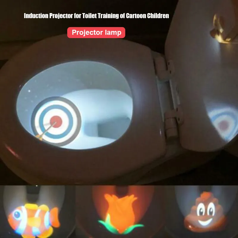 Tuvalet Projektörü Işık Hareket Etkinleştirilmiş Sensör 4 Farklı Temalar Çocuk Tuvalet Eğitimi LJ201110