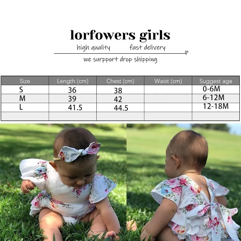 Floral Print Cotton Baby Girl Pink Floral Romper Jumpsuit With