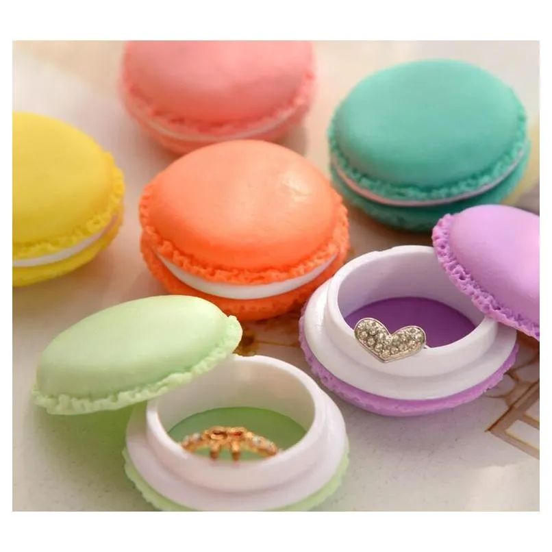 candy color macaroon jewelry box case package for earrings ring necklace pendant mini cosmetic jewelry packaging wholesale ship