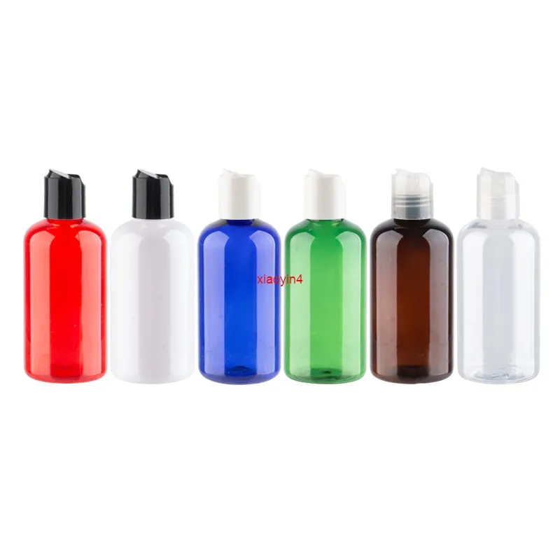 Colored Plastic Cosmetic Shampoo Bottles With White Transparent Black Disc Cap 220ml 12Pcs Empty PET Containers For Liquid Soapgood package