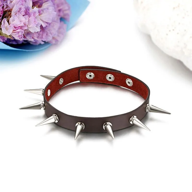 Colliers BONISKISS Gothique Hommes Femmes Unisexe Faux Cuir Spike Rivet Ras Du Cou Punk Collier Bijoux Déclaration D'or Bijoux1