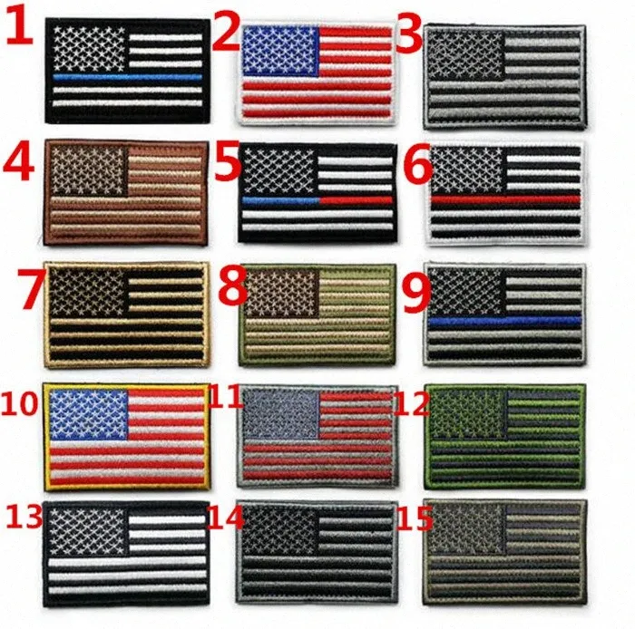 American Flag Patches Military Uniform Gold Border USA Fabric