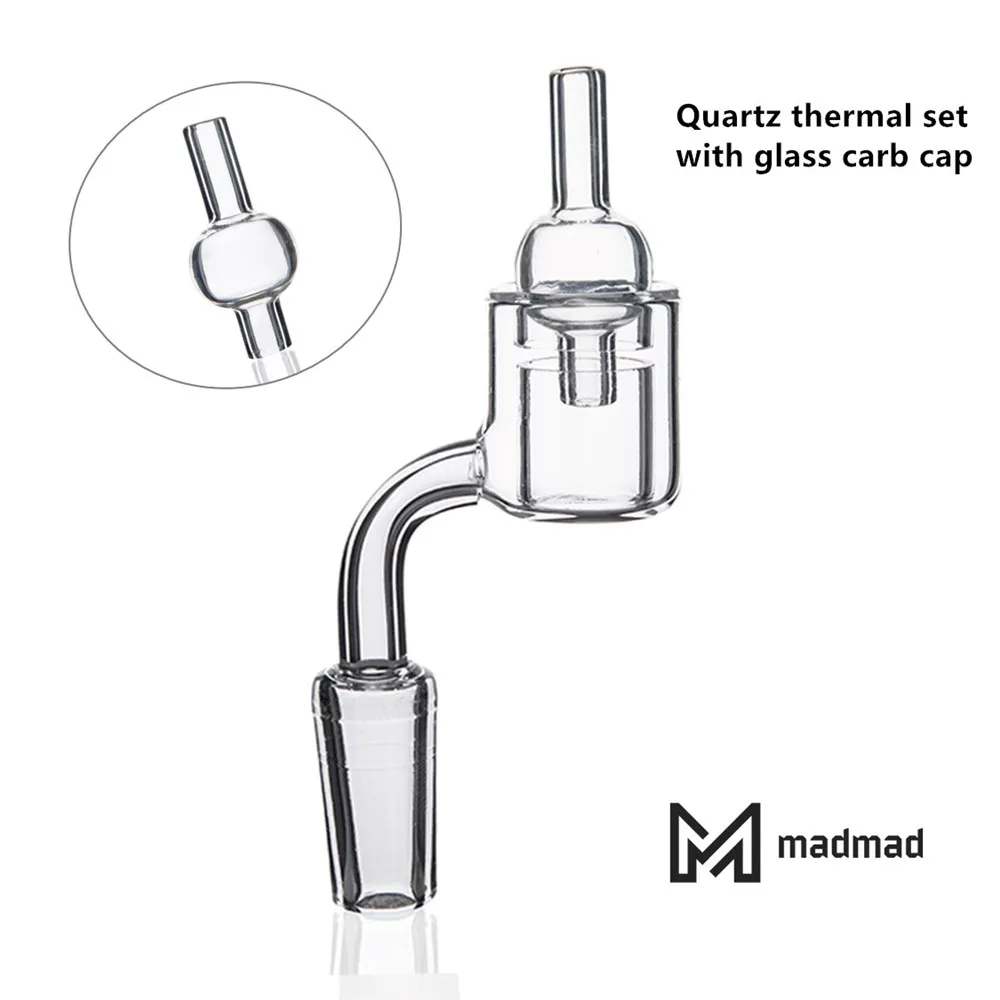 Ensemble de clous à quartz pour banger à fumer thermique avec capuchon en verre à bulles 10/14 / 19mm mâle / femelle pour conduites d'eau bongs plate-forme pétrolière