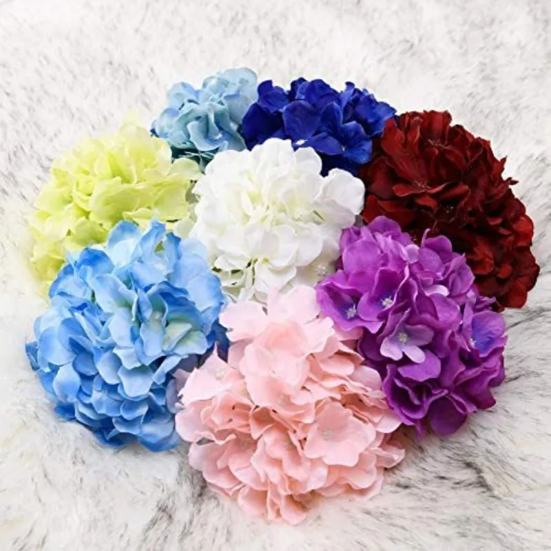 Silk Artificial Hydrangea Flowers 54 Petals Silk Hydrangeas with Stem for Flower Arrangement Table Decor Wedding Home Decoration