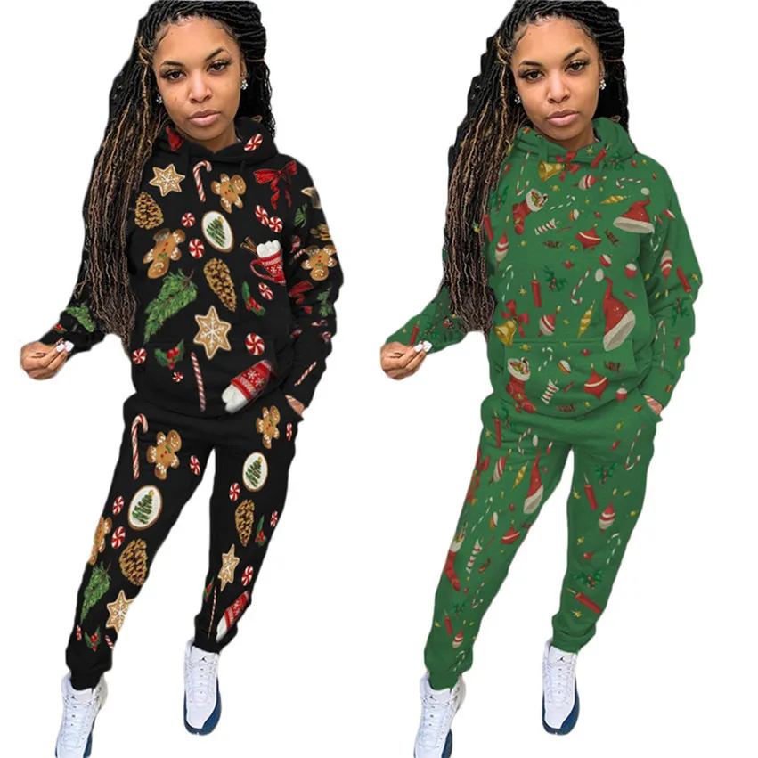 Mulheres Natal 2 peças set roupas roupas de manga longa hoodies calças sweatsuits s-2xl treino cair roupas de correr inverno DHL 4153