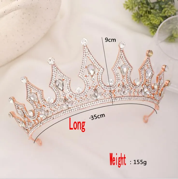 Rose Gold Bridal Crown Royal Rhinestone Crystals Silver Wedding Crowns Crystal Veil Headband Hair Accessories Party Tiaras Baroque chic