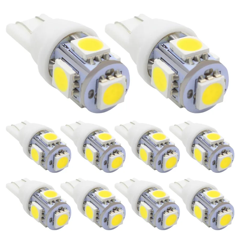 100x T10 LED Car Light W5W 5050 194 168 T10 Żarówka LED Auto Lampa prześwitu klina T10 Wedge Carbs Car Car License Light New Dothe