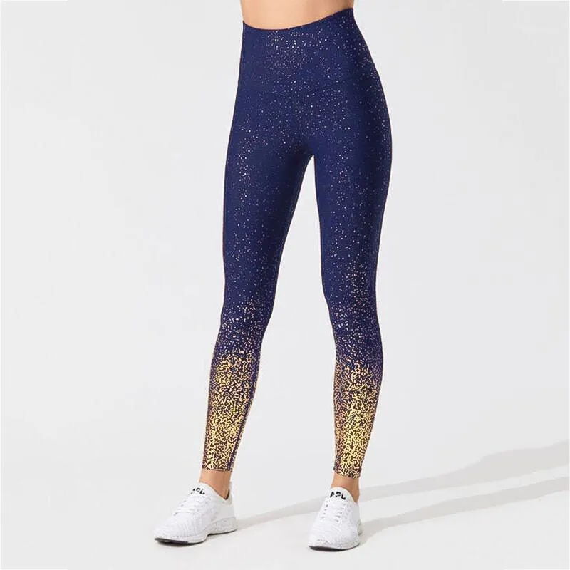 Fitness Yoga Leggings Femmes Or Brillant Pantalon Sans Couture Femme Gym Running Sportwear Taille Haute Legging