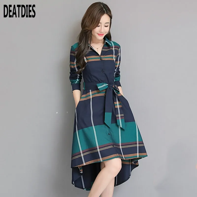 Plus Size Plaid Knee-Length Dress for Women with Stand Collar and Sheer  Decoration, Polyester Blend from Dhgate Basic & Casual Dresses - price 38.54