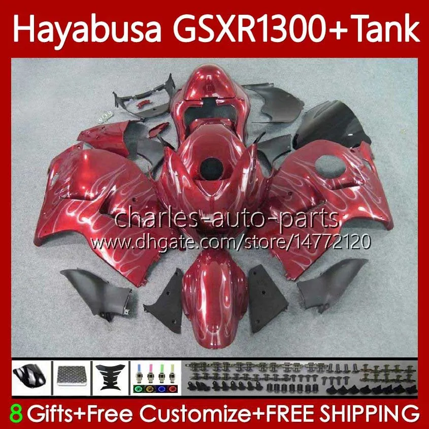 Carene per SUZUKI Hayabusa GSXR-1300 GSXR 1300 CC GSXR1300 96 97 98 99 00 01 74No.108 GSX-R1300 1300CC 2002 2003 2004 2005 2006 2007 GSX R1300 96-07 Carrozzeria Rosso argento si