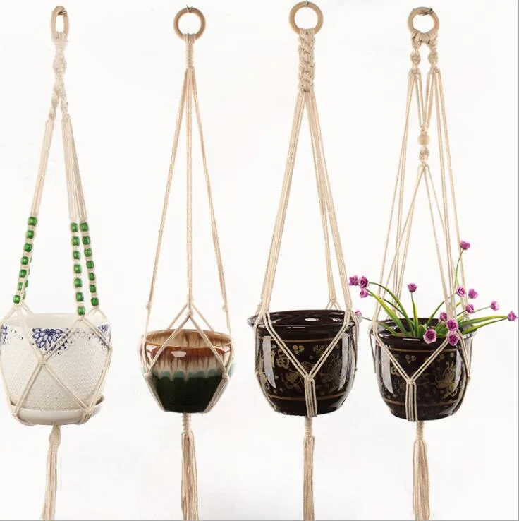 Basket Hanger Pot Hanger Tuck Net Handmade Macrame Plant Flower Pot Hanger for Wall Decoration Countyard Garden Decorations Hot Sale WMQ461