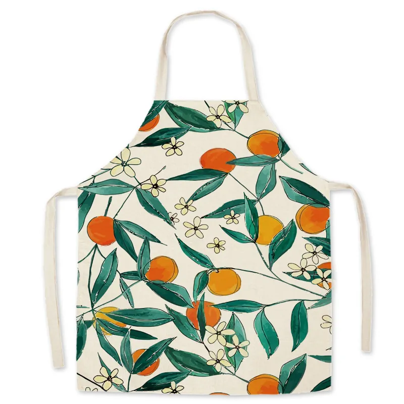 Planten Gedrukt Keuken Schort Vrouw Linnen Bib Volwassenen Kinderen Mouwloze Floral Print Schorten Thuis Koken Bakken Tools Wlly BH4587