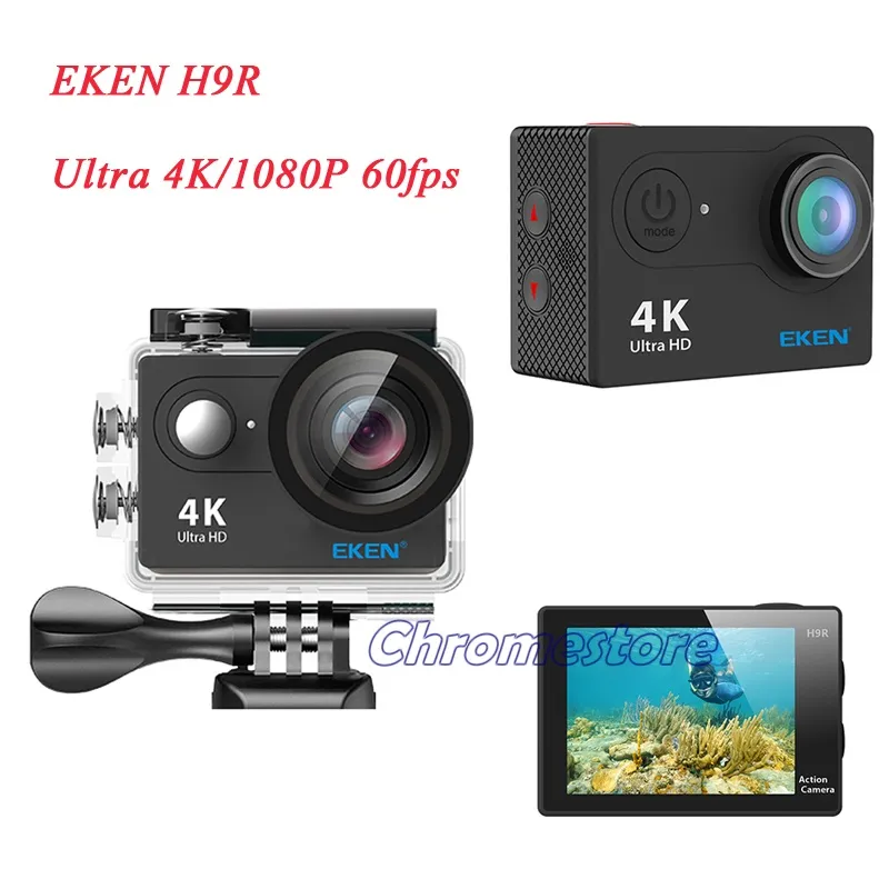 Caméra d'action Original EKEN H9R avec télécommande HD 4K WiFi 1080P LCD 170D pro Caméra de sport étanche avec boîte de vente au détail
