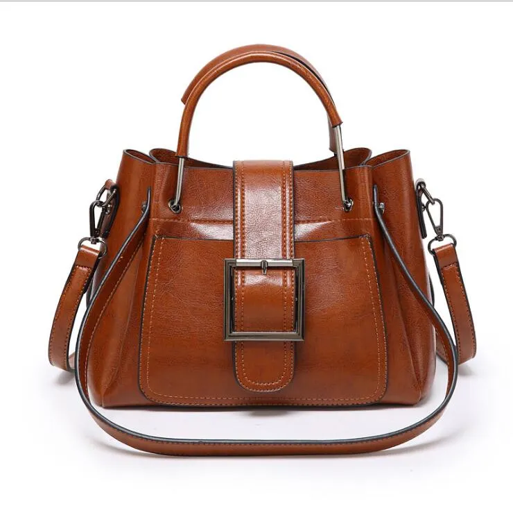 HBP bag oil wax leather handbags retro style ladies handbag shoulder messenger mixed batch locomotive