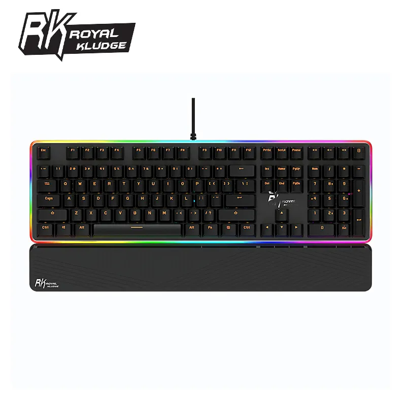 Royal Kludge RK919 108 Keys USB Wired Keyboard NKRO RGB Side Backlit Mechanical Gaming Keyboard with Wrist Pad Brown/Red Switch LJ200922