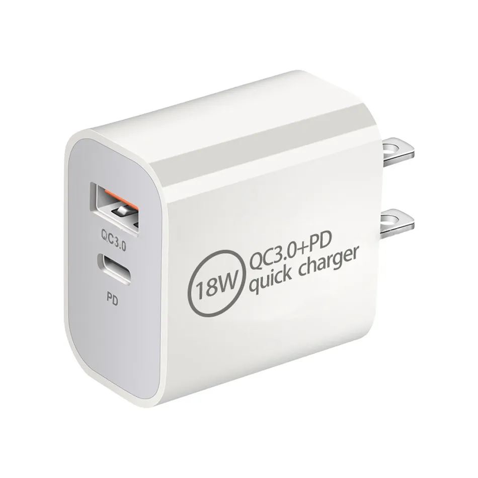 18W PD USB Tipo C Carregador de viagens Adaptador de energia rápido QC 3.0 carregador AU/US/UE/UK Plugue para iPhone 13 14 Samsung