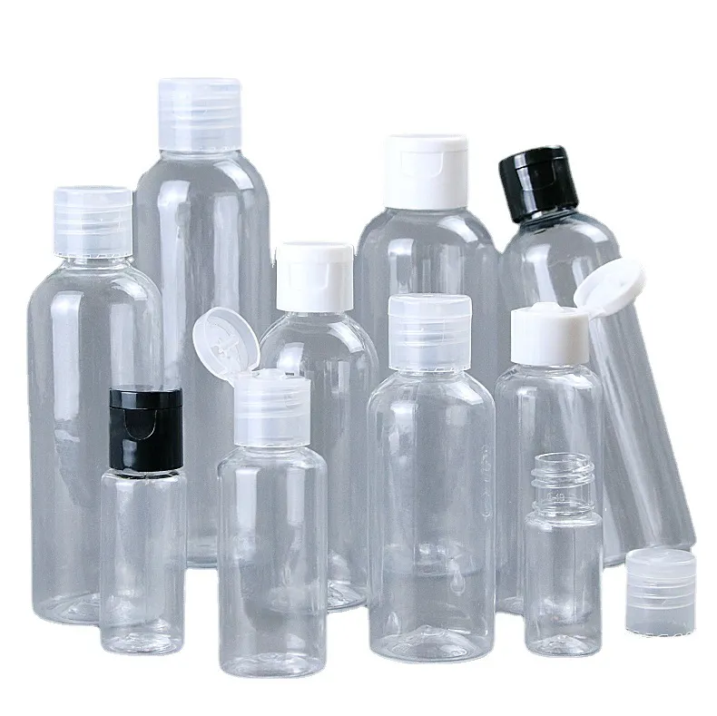 Kunststoff Flasche Flip Schmetterling Deckel Für Flüssigkeit 5ML 10ML 20ML 30ML 50ML 60ML 100ML 120ML Reise Ätherische Öle Parfüm PET Flaschen Mit Kappen