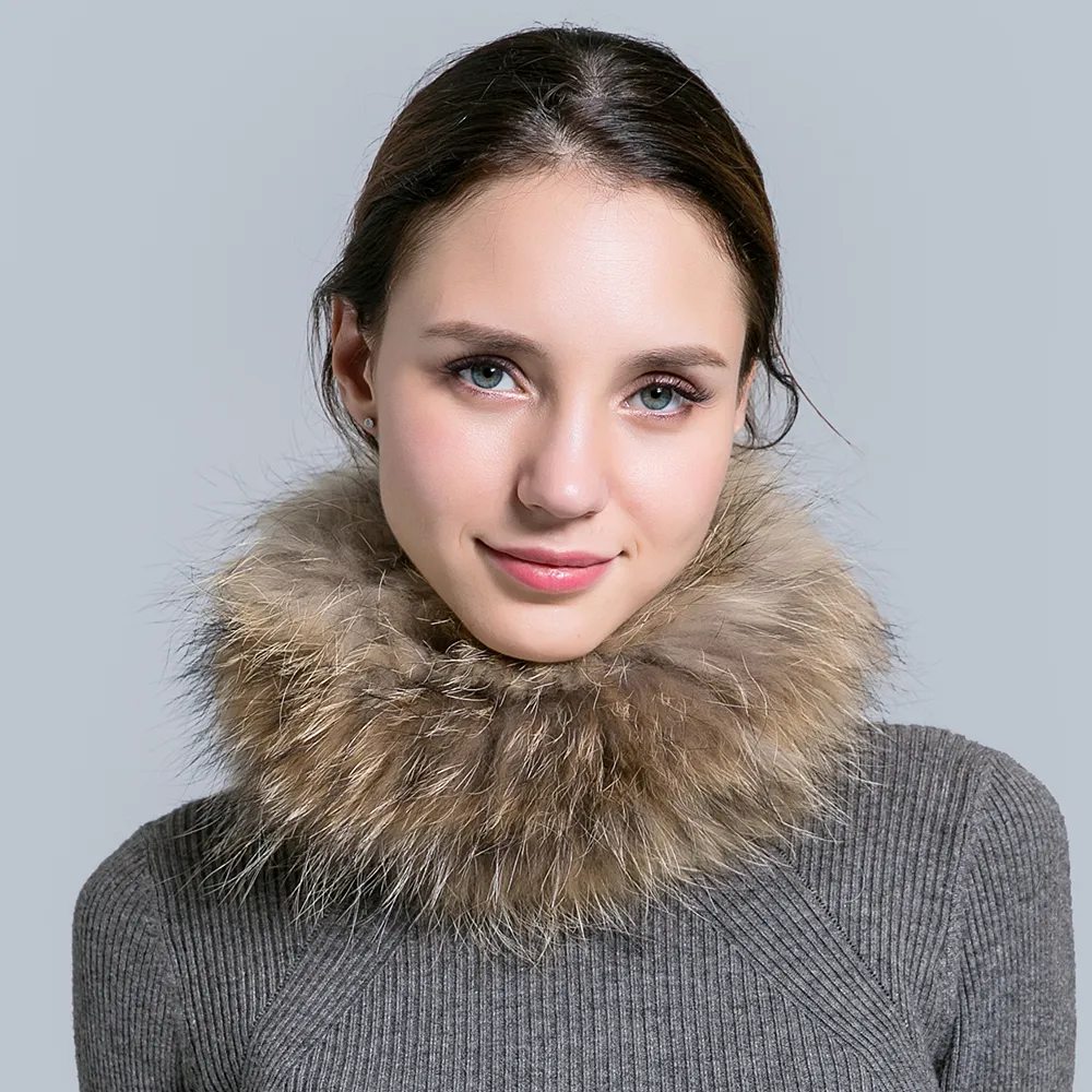 YCFUR Real Fox Fur Womens Winter Ring Fur Collar Scarf