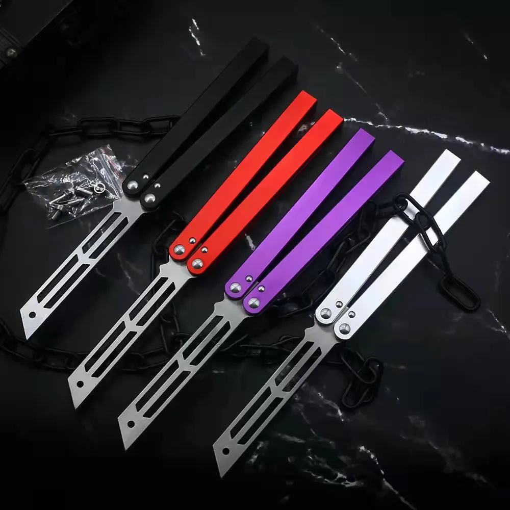 The One Balisong Triton 트레이너 나비 훈련 칼 날카롭지 않은 알루미늄 핸들 부싱 시스템 BM Squid INDUSTRIES Sea Monster Parrot Swing Jilt Knives