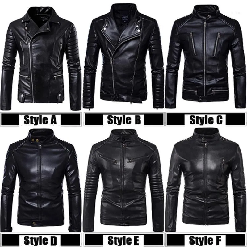 Высочайшее качество PU 2021 новая мода мужской байкер Мортоцикл черная кожаная куртка мужчины плюс размер 5XL плечевой защитник дизайн1