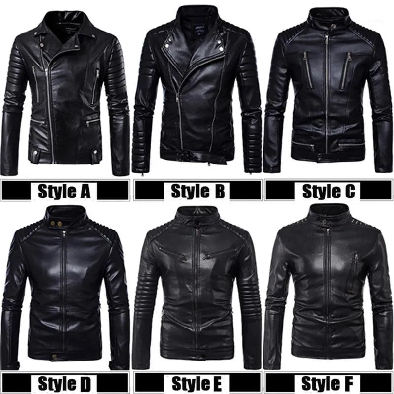 Top Qualité PU 2021 Nouvelle Mode Mâle Biker Mortorcycle Veste En Cuir Noir Hommes Plus Taille 5XL Épaule Protecteur Design1