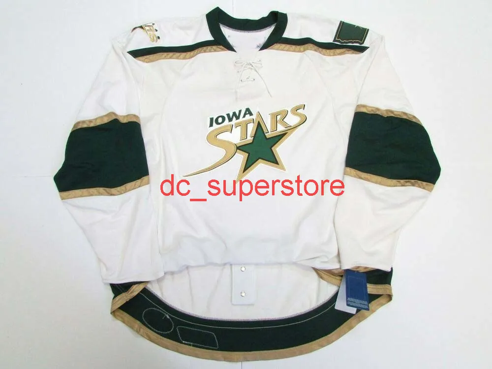 Stitched Custom Iowa Stars Ahl White Hockey Jersey Voeg elke naam Number Mens Kinder Jersey XS-5XL toe