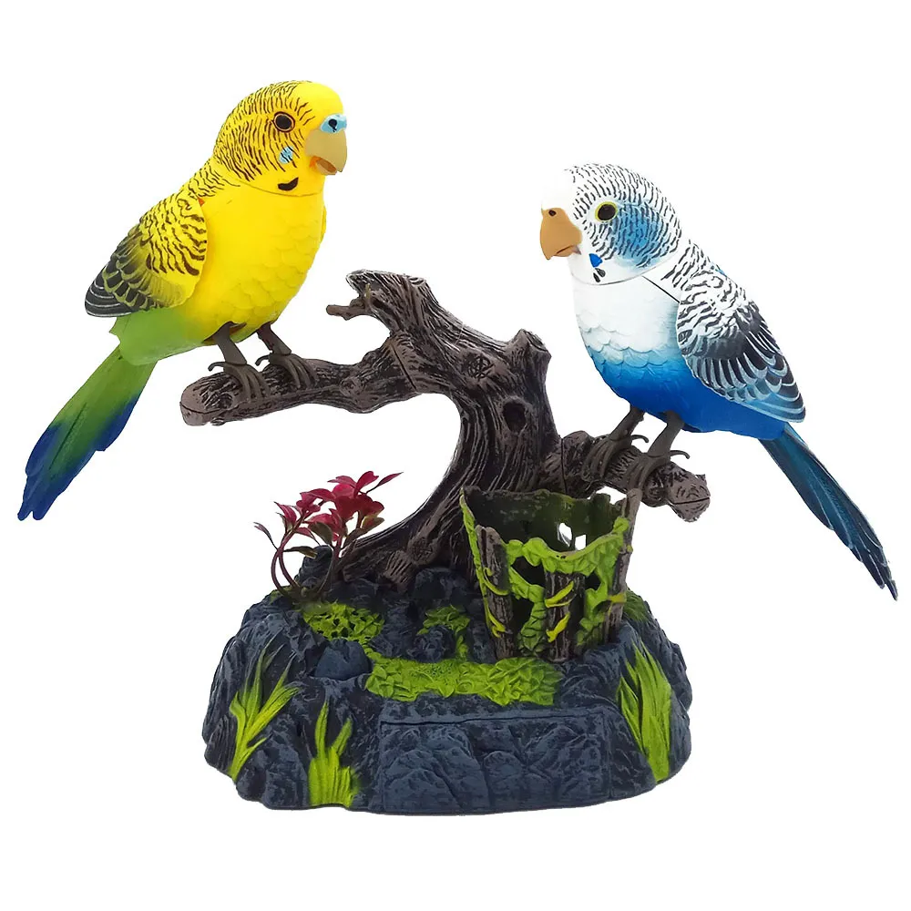 Zabawna rodzina Pet Para kochanków Kontrola dźwięku Ptak Zabawki Ptaka Ptaki Pet Birds Pet Bird Cage Electronic Voice Control Toys LJ201105