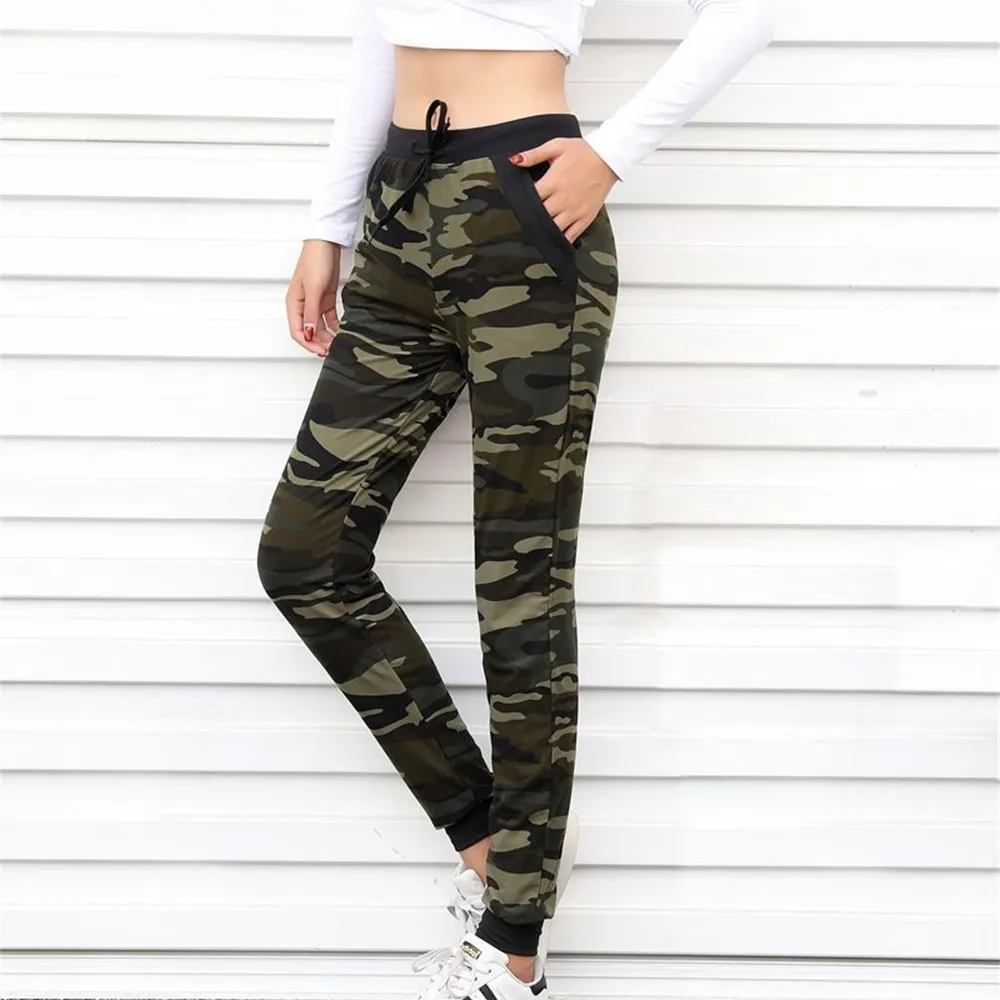 Kamuflaj Joggers Kadın Sweatpants Harem Camo Pantolon İpli Pantalones Femme Mujer Gevşek Calca Kadın Yüksek Bel Pocket LJ200820