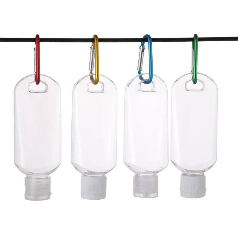 キーホルダーの透明な空のアルコールの詰め替え可能な瓶旅行ボトルのためのキーホルダーの透明な透明なプラスチック手の消毒剤のボトル