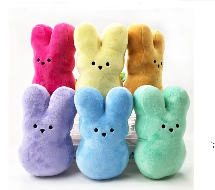 Party Favor Easter Bunny Leksaker 15cm Plush Toys Kids Baby Happy Eterers Kanin Dolls 6 Färg RRB13595