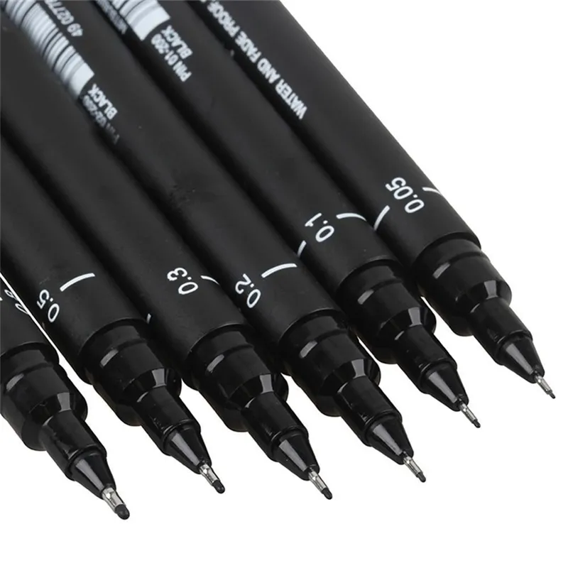 6PC/lot Drawing Fiber Needles Fine Liner Sketch Sign Pen For Designer Architect Artist Comics Office Waterpfoof Y200709
