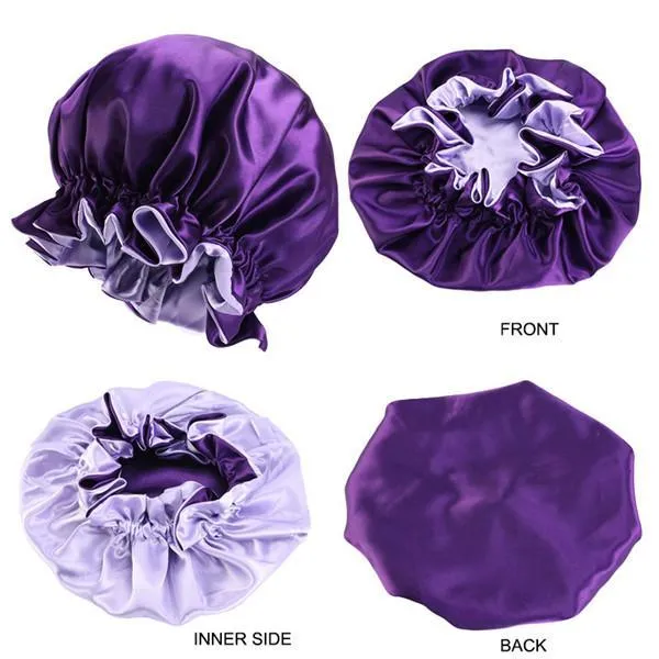 New Silk Night Cap Hat Double side wear Women Head Cover Sleep Cap Satin Bonnet for Beautiful Hair - Wake Up Perfect Daily Factory Sale .