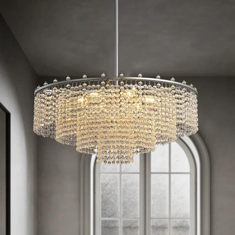 New modern crystal Chandeliers for living room luxury home decor led cristal lamp round dining room hanging light fixture