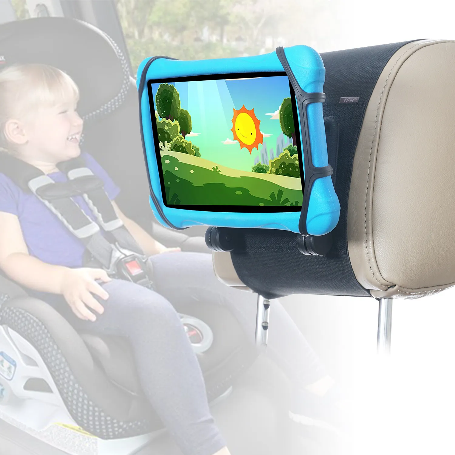 TFY Car Mount Encostos de 7-10 polegadas Fire HD, Kindle, Tablets, suporte ajustável Ângulo com Silicon Segurar Net