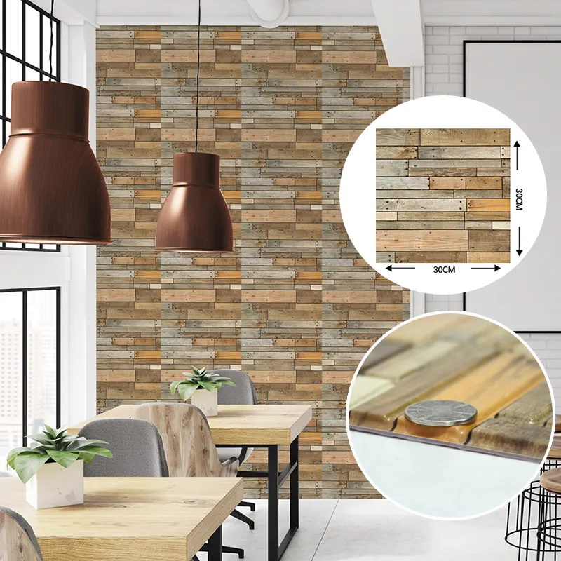 3D Wood Grain Wall Stickers Self Adhesive Waterproof Bathroom ...