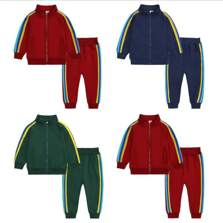 子供服男の子ガールジャケットパンツ2本スポーツスーツトップスチドルレン男の子女の子コート+ズボンアウターウェア2-7Y