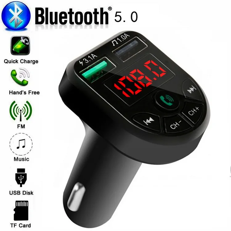 BTE5 auto MP3-speler Bluetooth FM-zender Wirelss Modulator Dual USB-oplaadpoort voor 12-24V algemeen voertuig