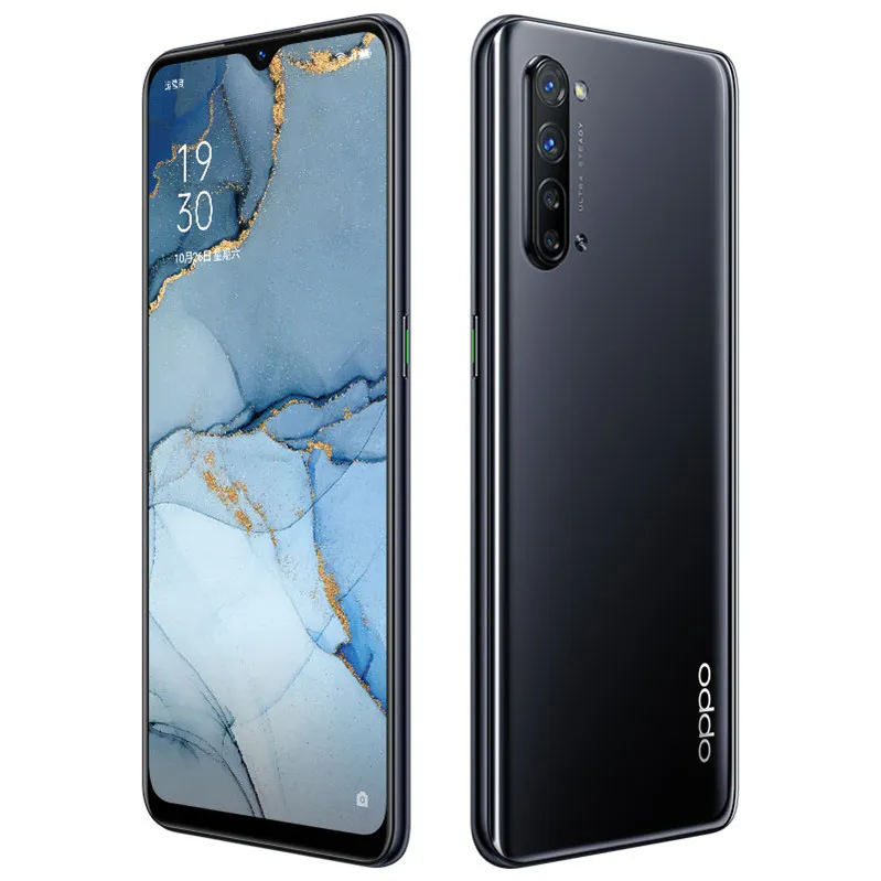 Téléphone portable d'origine Oppo Reno 3 5G 12 Go de RAM 128 Go de ROM MTK 1000L Octa Core 64MP OTG NFC 4025mAh Android 6.4 "AMOLED plein écran empreinte digitale visage téléphone portable intelligent