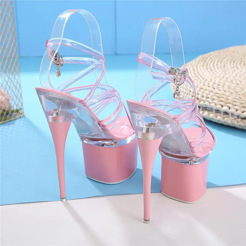 Bulk 2021 Pink Crystal High Heel Stripper Pink Heeled Sandals For Women Perfect For Summer Parties Proms And Pole Dancing At Only 36.07 DHgate.Com
