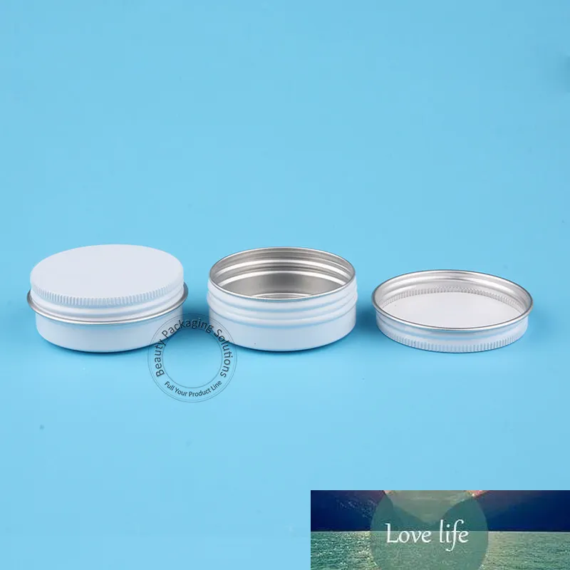 50pcs/Lot Wholesale 30g Empty Aluminum Jar Small Women Cosmetic Container White Vial 1OZ Bottle Refillable 30ml Packaging