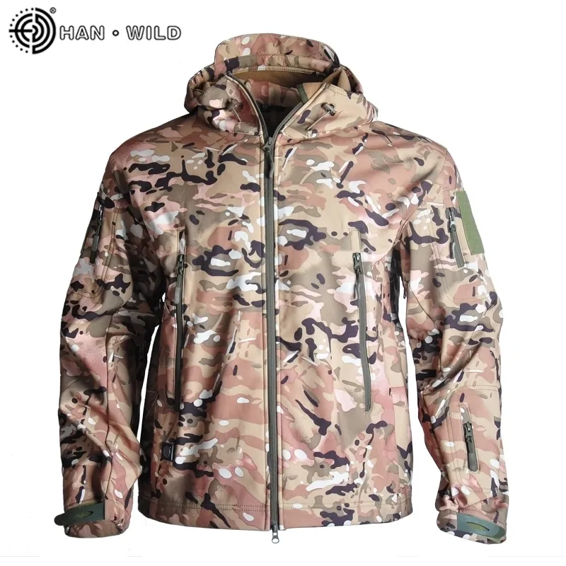 군사 전술 재킷 Airsoft 하이킹 캠핑 사냥 재킷 부드러운 쉘 남성 방수 양털 야외 군사 방풍 재킷 201103