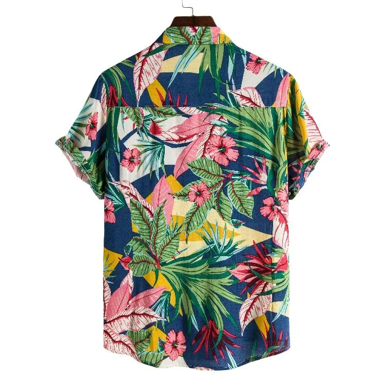 Camisas Florais Hawaiianas para Men Button Casual Down Down Sleeve Camisa masculina Tropical Aloha Beach Roupas Chemise Homme2868