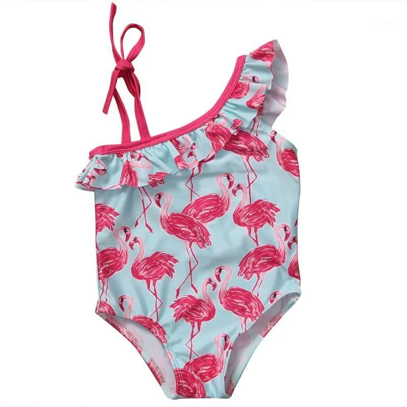 Womens Swimwear 2021 Little Girls One Piece Off Shoulder Swimsuit 