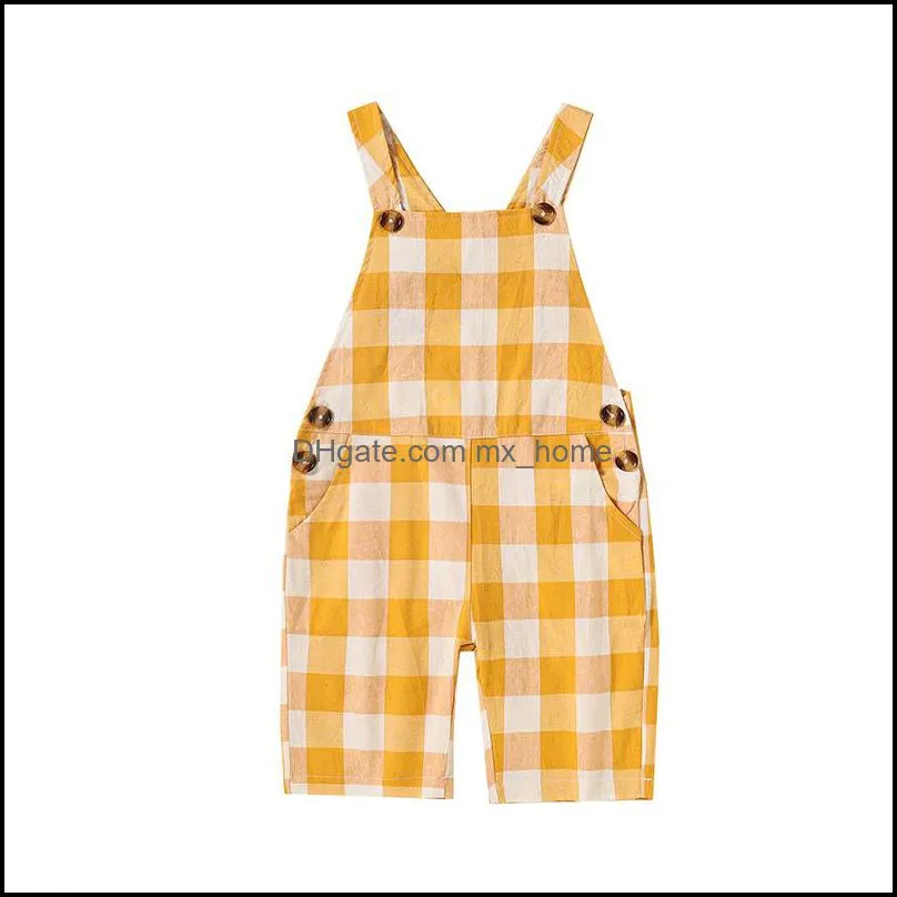 kids Jumpsuits Girls boys Plaid Rompers Children lattice Sling Jumpsuit summer Fashion baby Climbing clothe Z4947