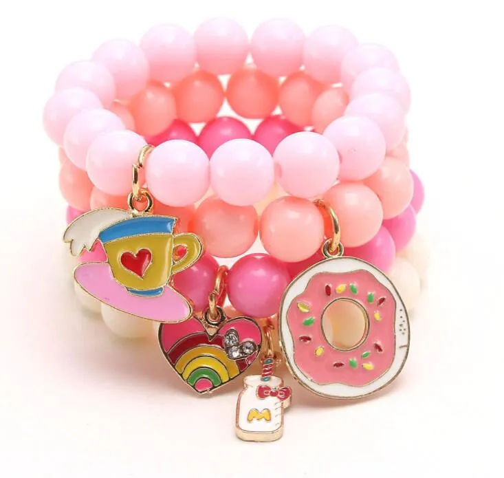 Multi Candy beads kids Lucky Jewelry Bracelet Happy Children love heart Charms bracelet Kids Jewelry gift