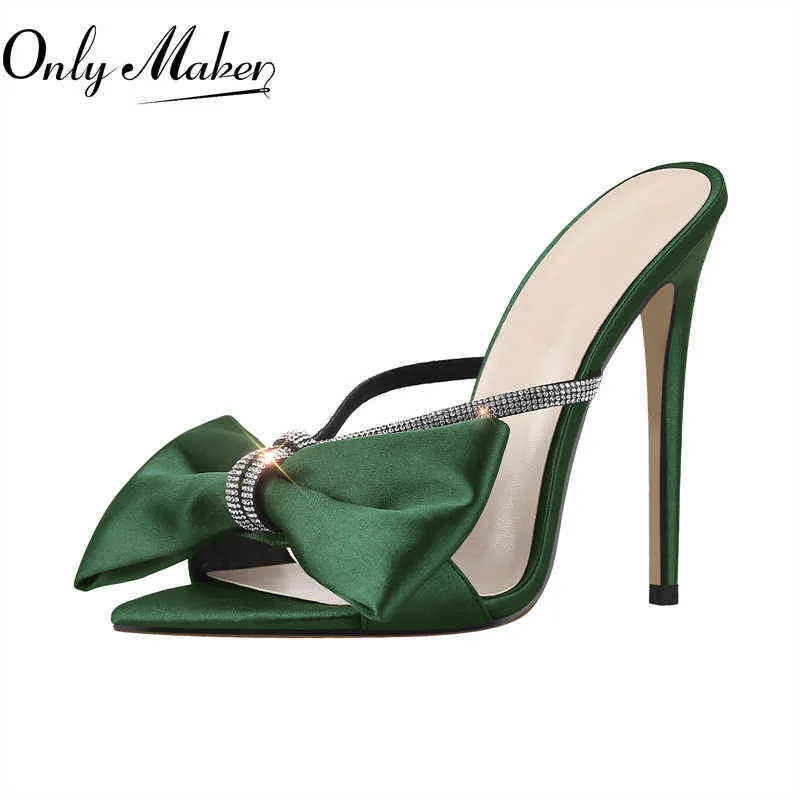 Sandaler OnlyMaker-Sandalias de Tacón Alto Con Cana Cristal Para Mujer Zapatos Vestir Calzado Fiesta Sexig Satinado Nudo 220121