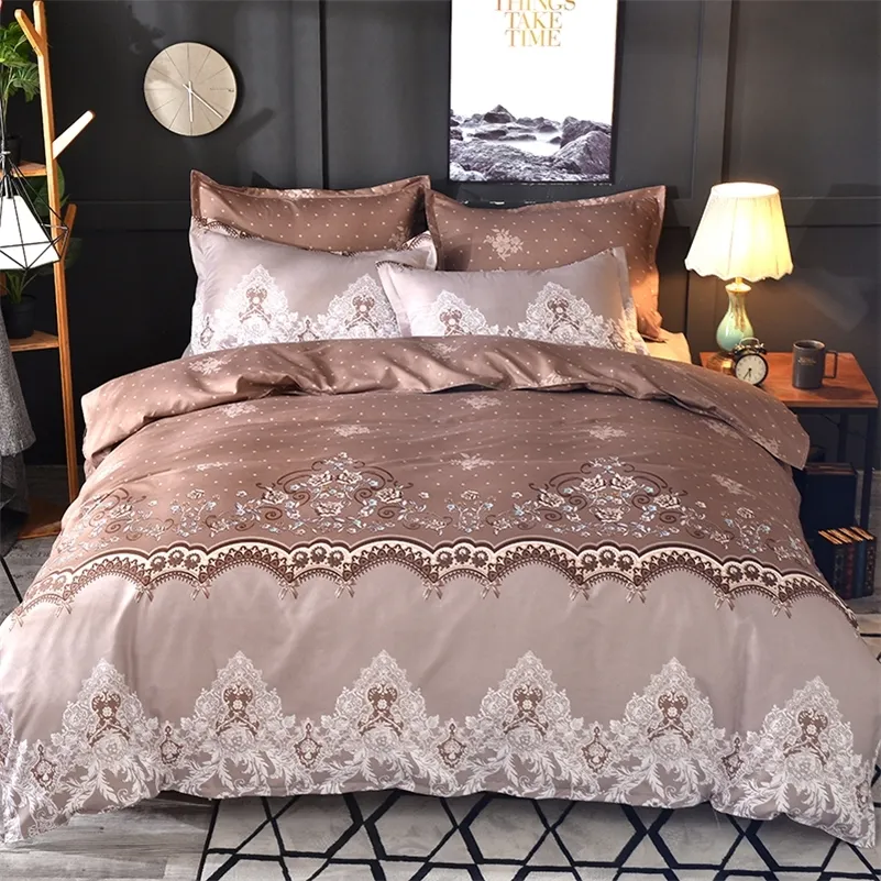 Lace Pattern Bedding Set 3pcs/2pcs Duvet Cover Pillowcase Pillow Sham Home Textile Adult King Queen Size No Sheet No Fillers LJ201127