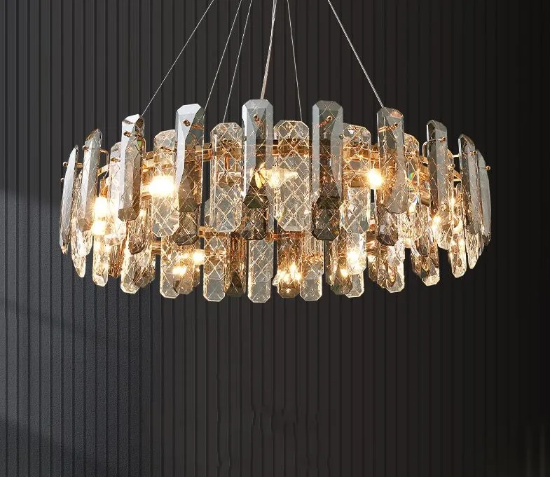 Postmodern K9 Kryształ Luksusowy LED Żyrandol Oświetlenie Jadalnia Salon E14 Nowa Wisząca Lampa Sypialnia Lobby Home Deco Oprawy